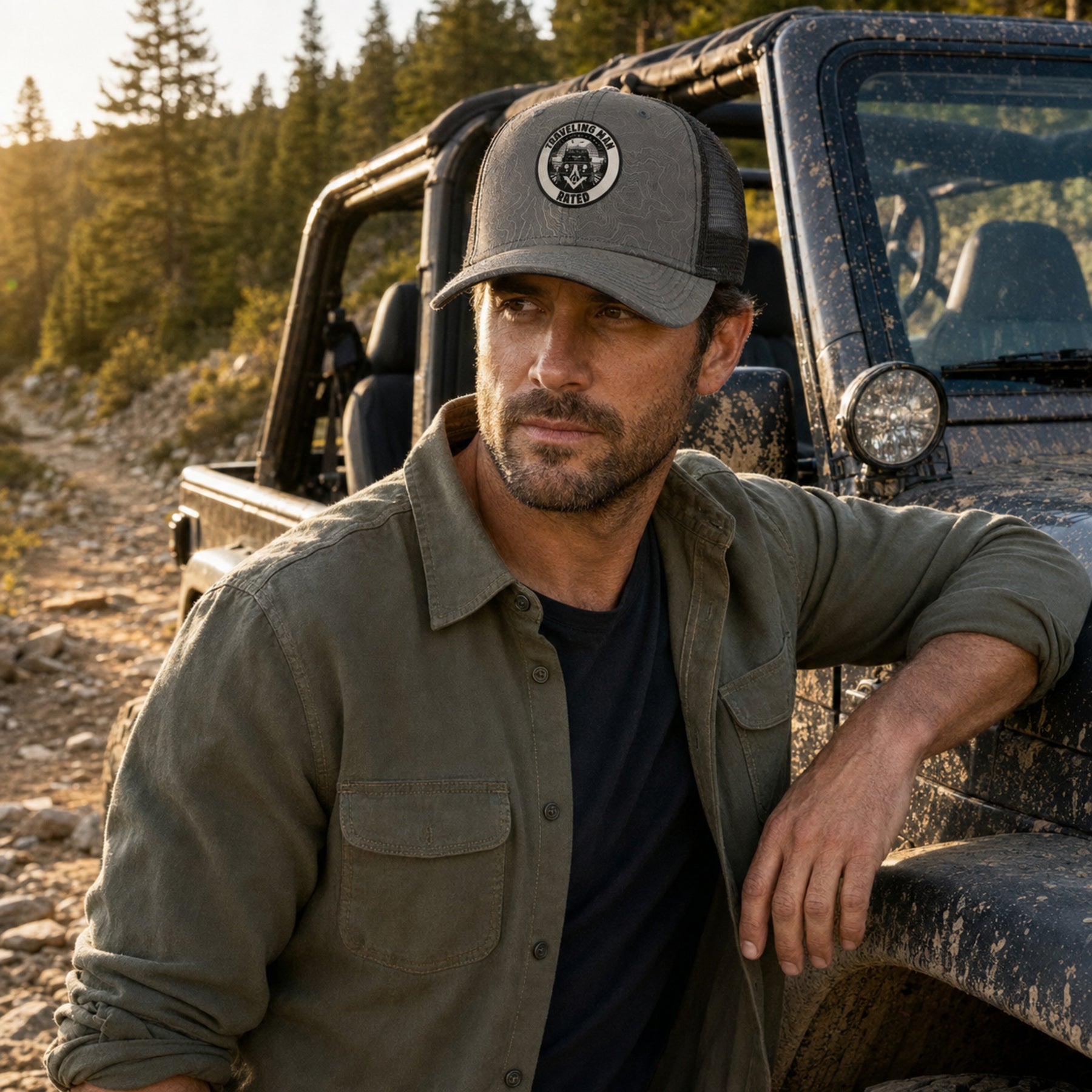 Traveling Man Dri Duck Topographical Trucker Cap
