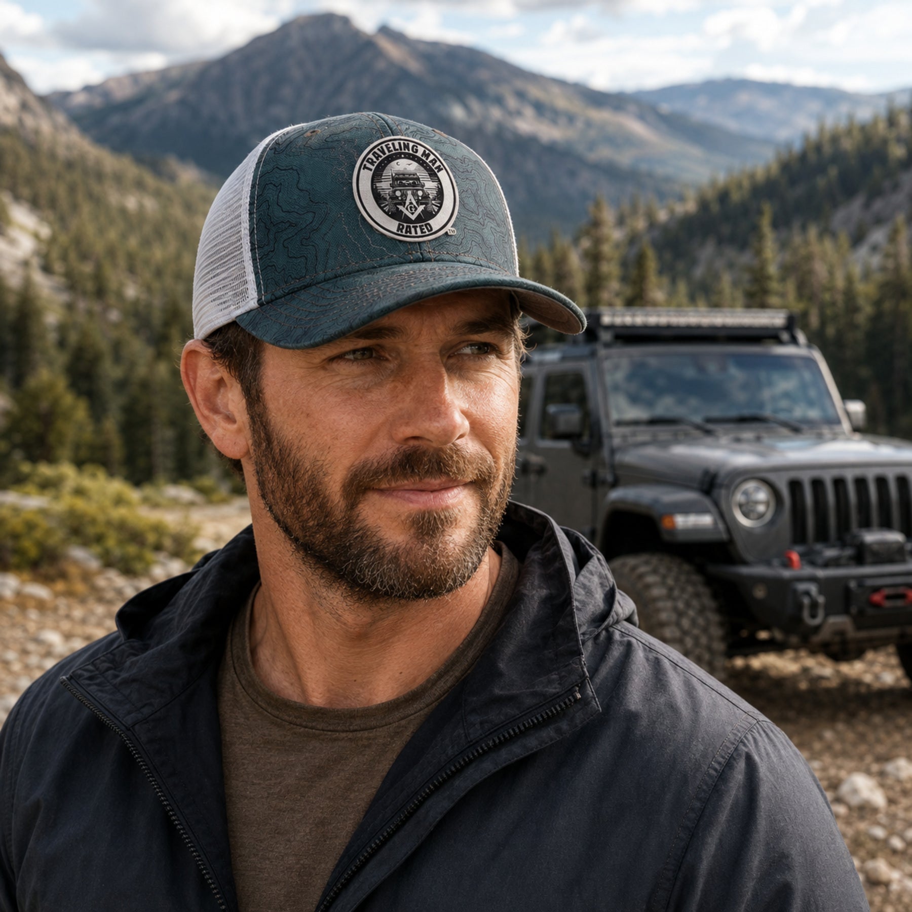 Traveling Man Dri Duck Topographical Trucker Cap