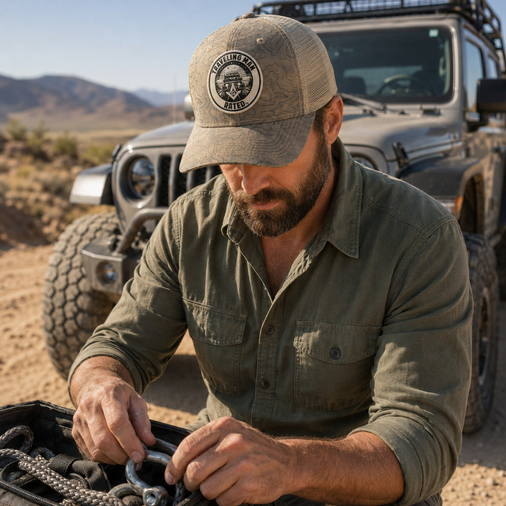 Traveling Man Dri Duck Topographical Trucker Cap